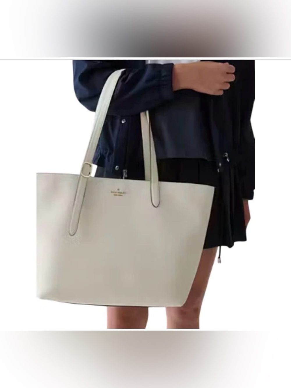 Kate Spade 454 Leather Tote Meringue with Gold Logo Big Beautiful Bag